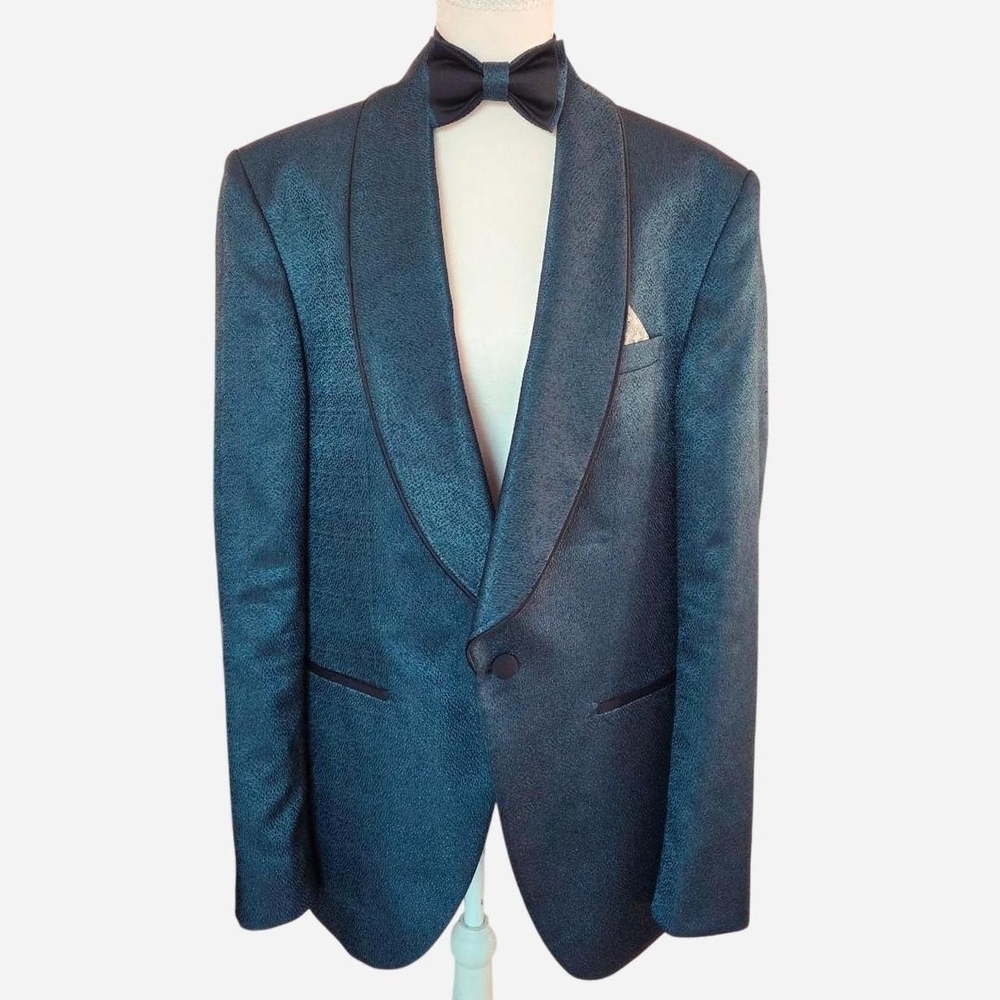 Baggi jacquard elegant retro tuxedo jacket with bow tie and pocket square